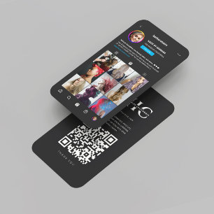 Modern Hairstylist Hairs Monogram Instagram Dark Business Card