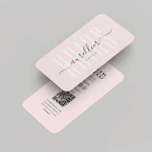 Modern Hairstylist Hairs Monogram Pink Business Card