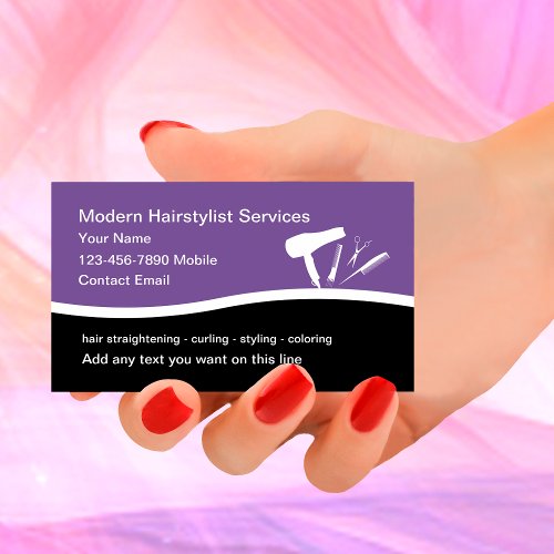 Modern Hairstylist New Business Cards