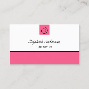 Modern Hairstylist Preppy Pink Black Hair Salon Business Card