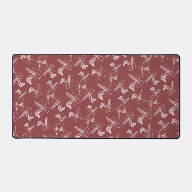Modern Hairstylist Tools Pattern on Topaz Desk Mat (Front)