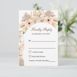 Modern Half Arch Pampas Grass Wedding RSVP Card
