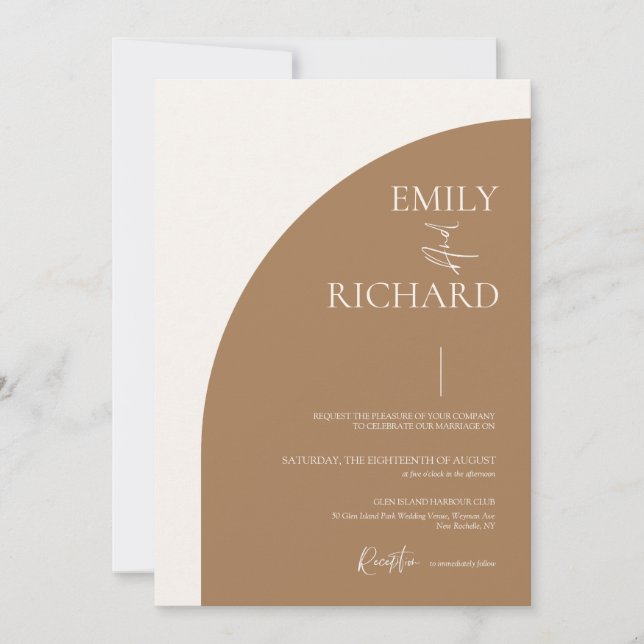 Modern Half Arch Wedding QR Code Invitation (Front)