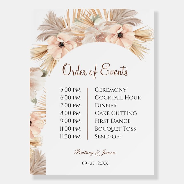 Modern Half Arch Wedding Schedule Board (Front)