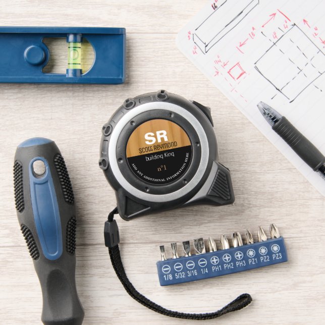 Modern Half Faux Wood custom building King Tape Measure (Workshop)