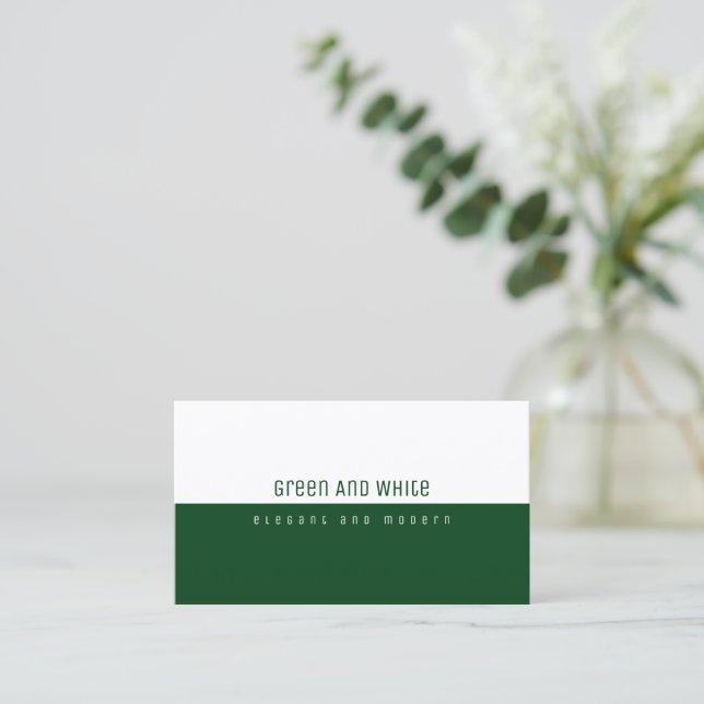 Modern Half-Green Business Card (Standing Front)