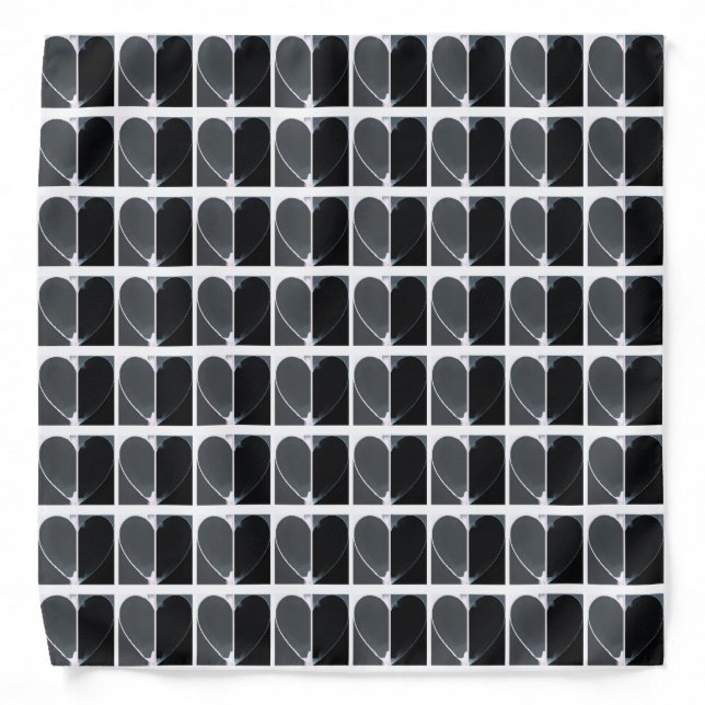 Modern Half Hearts Pattern in Black and White Bandana (Front)