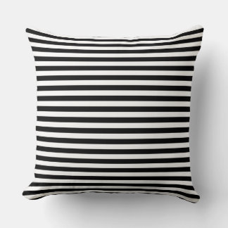 Modern Half-Inch Black & White Stripe Pattern Throw Pillow