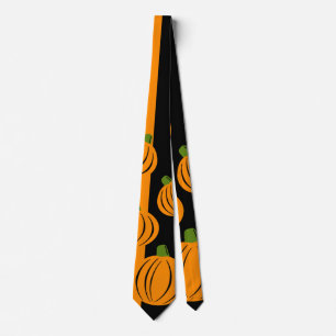 Modern Halloween black and orange pumpkin Neck Tie