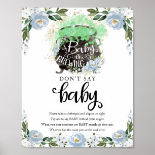 Modern Halloween Boy Dont Say Baby Shower Sign