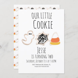 Modern Halloween Cookie Ghost Spider Birthday Invi Invitation