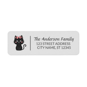 Modern Halloween Cute Black Cat Custom Family Name Label