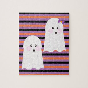 Modern Halloween Cute Ghost Jigsaw Puzzle