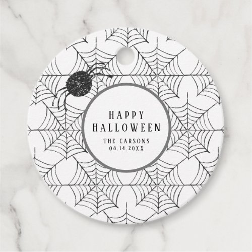 Modern Halloween Decoration Black White Spider Web Favor Tags