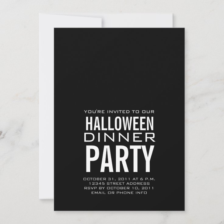 MODERN HALLOWEEN DINNER PARTY INVITATION BLACK Zazzle