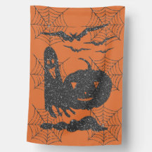 Modern Halloween Ghost Pumpkin Bats Black Orange
