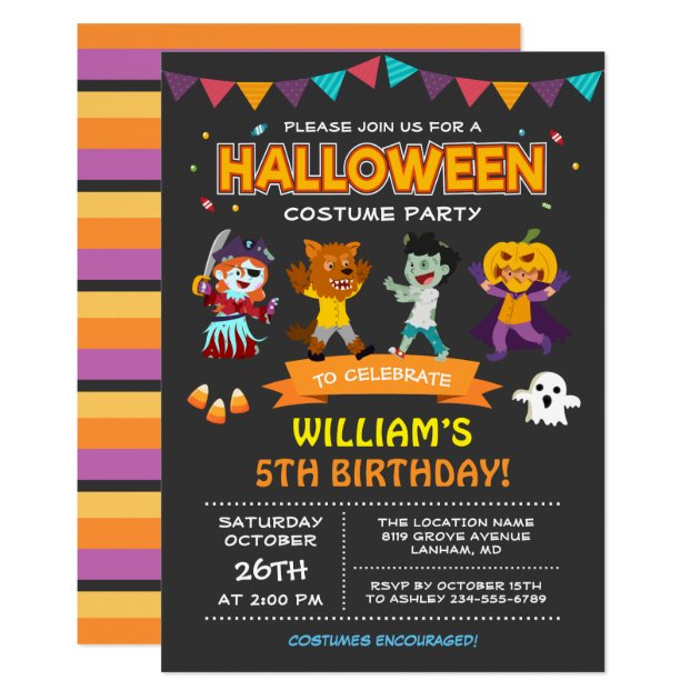 Modern Halloween Kids Costume Party Invitation (front side)
