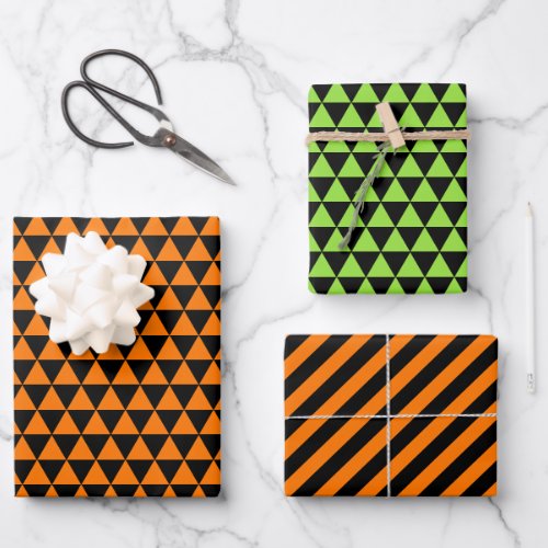 Modern Halloween Orange Black Pattern Custom Text Wrapping Paper Sheets