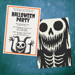 Modern Halloween Party Devil Skull Invitation