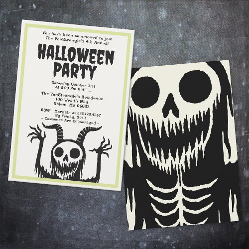 Modern Halloween Party Devil Skull  Invitation