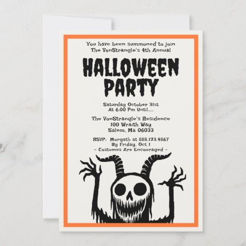 Modern Halloween Party Devil Skull  Invitation