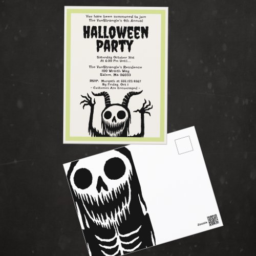 Modern Halloween Party Devil Skull  Postcard