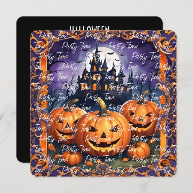 Modern Halloween Pumpkin Autumn Collection Invitation (Front/Back)