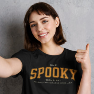 Modern Halloween Spooky Dentist Est. Date Custom T-Shirt