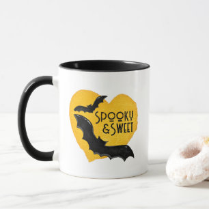 Modern Halloween Spooky & Sweet Flying Bats & Moon Mug