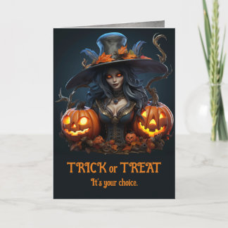 Modern Halloween Witch with Jack o' Lanterns Card