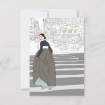 Modern Hanbok woman Greeting card