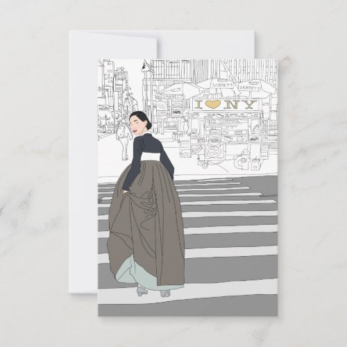 Modern Hanbok woman  Greeting card