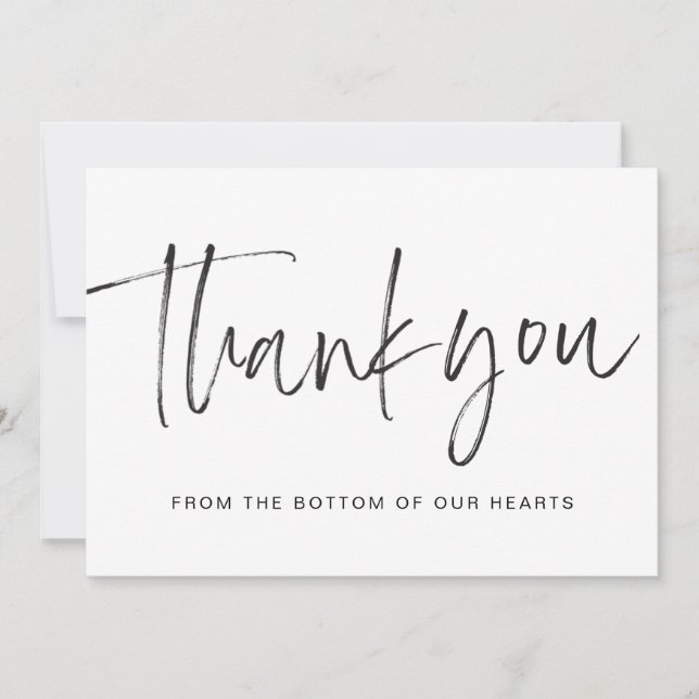 Modern Hand Brush Script Thank You Card (Front)