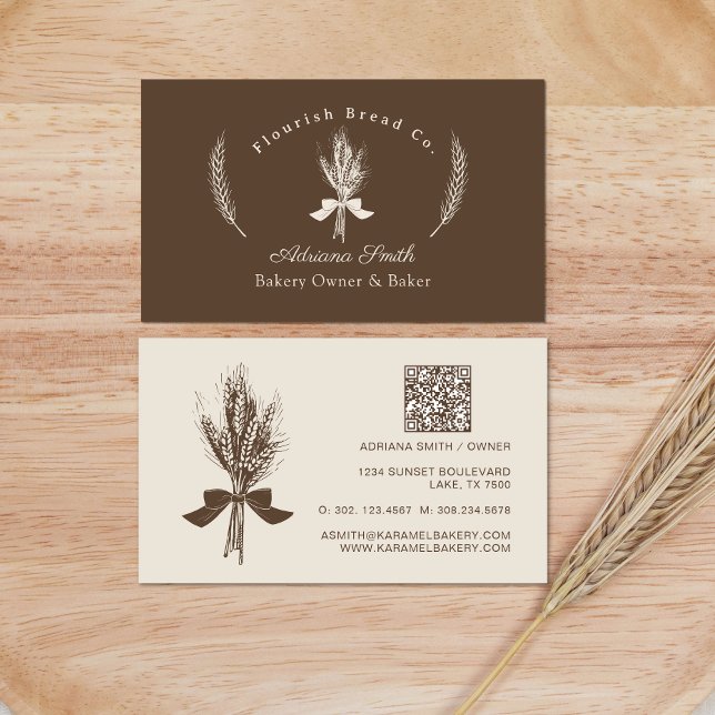  Modern Hand Draw Wheat Bakery Business Card (Creator Uploaded)