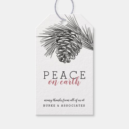 Modern Hand Drawing Pine Branch Holiday Business Gift Tags