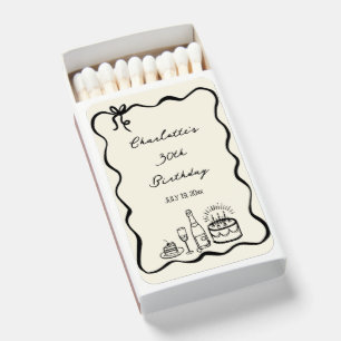 MODERN hand drawn 30th Birthday Party Favor Matchboxes