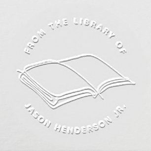 Modern Hand-drawn Book Minimalist Custom Name Embosser