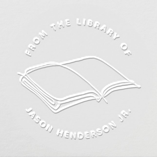 Modern Hand-drawn Book Minimalist Custom Name Embosser (Design)