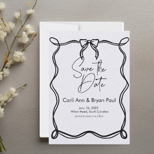 Modern Hand-Drawn Bow Wavy Save-the-Date Invitation