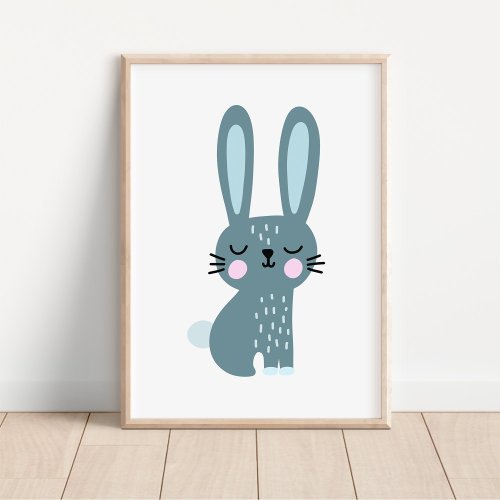 Modern Hand_Drawn Bunny Nursery Art Poster