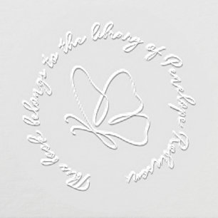 Modern Hand-drawn Butterfly Library Book Custom Embosser