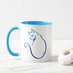 Modern Hand Drawn Cat Wrap Around Combo Mug