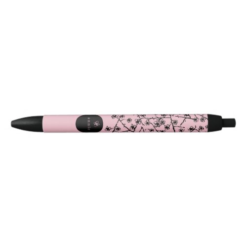 Modern Hand_Drawn Cherry Blossoms Black Ink Pen