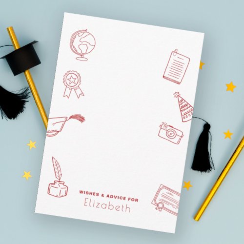 Modern Hand Drawn Chic Red Graduate  Enclosure Card