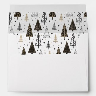 Modern Hand Drawn Christmas Tree New Year Holidays Envelope