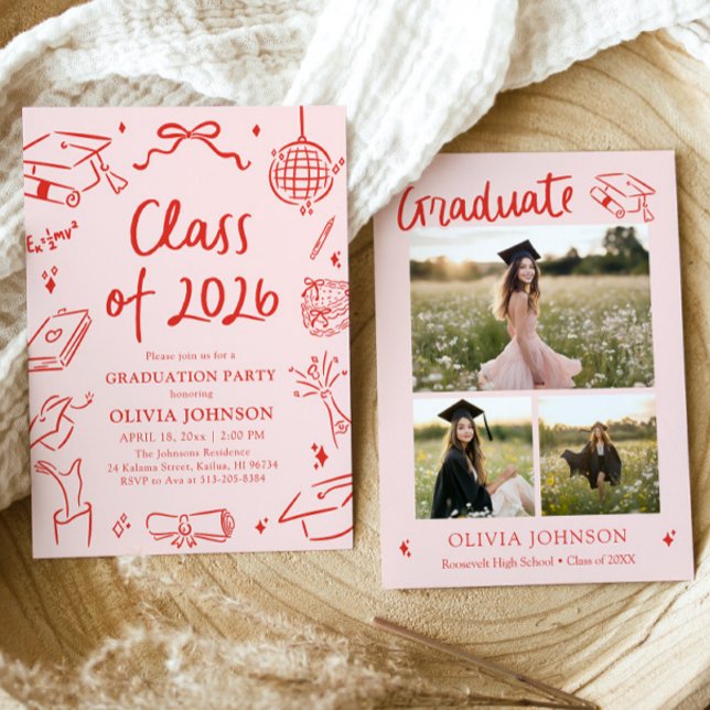 Modern Hand Drawn Class of 2026 Graduation Party Invitation (Modern Hand Drawn Class of 2026 Graduation Party Invitation)