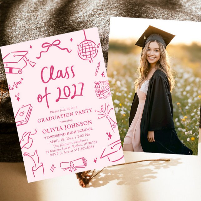 Modern Hand Drawn Class of 2027 Graduation Party Invitation (Modern Hand Drawn Class of 2027 Graduation Party Invitation)