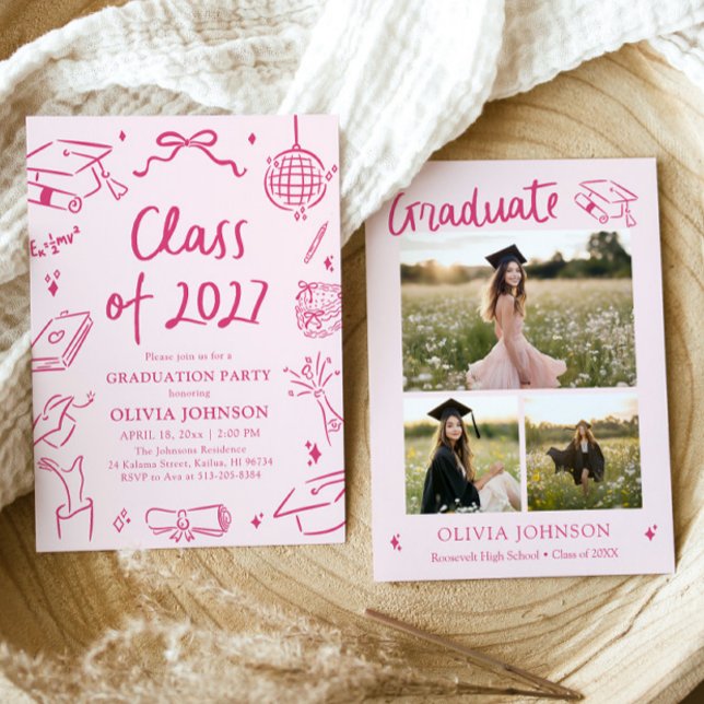 Modern Hand Drawn Class of 2027 Graduation Party Invitation (Modern Hand Drawn Class of 2027 Graduation Party Invitation)