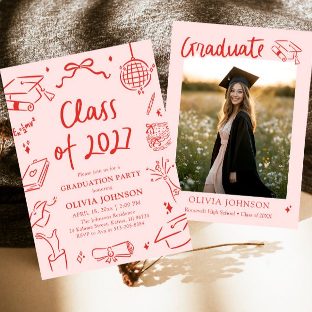 Modern Hand Drawn Class of 2027 Graduation Party Invitation (Modern Hand Drawn Class of 2027 Graduation Party Invitation)