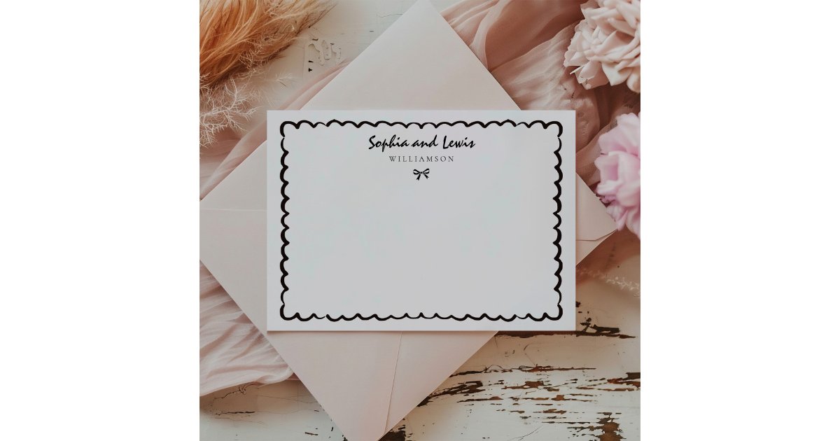 Modern Hand Drawn Couple Stationery Note Card | Zazzle